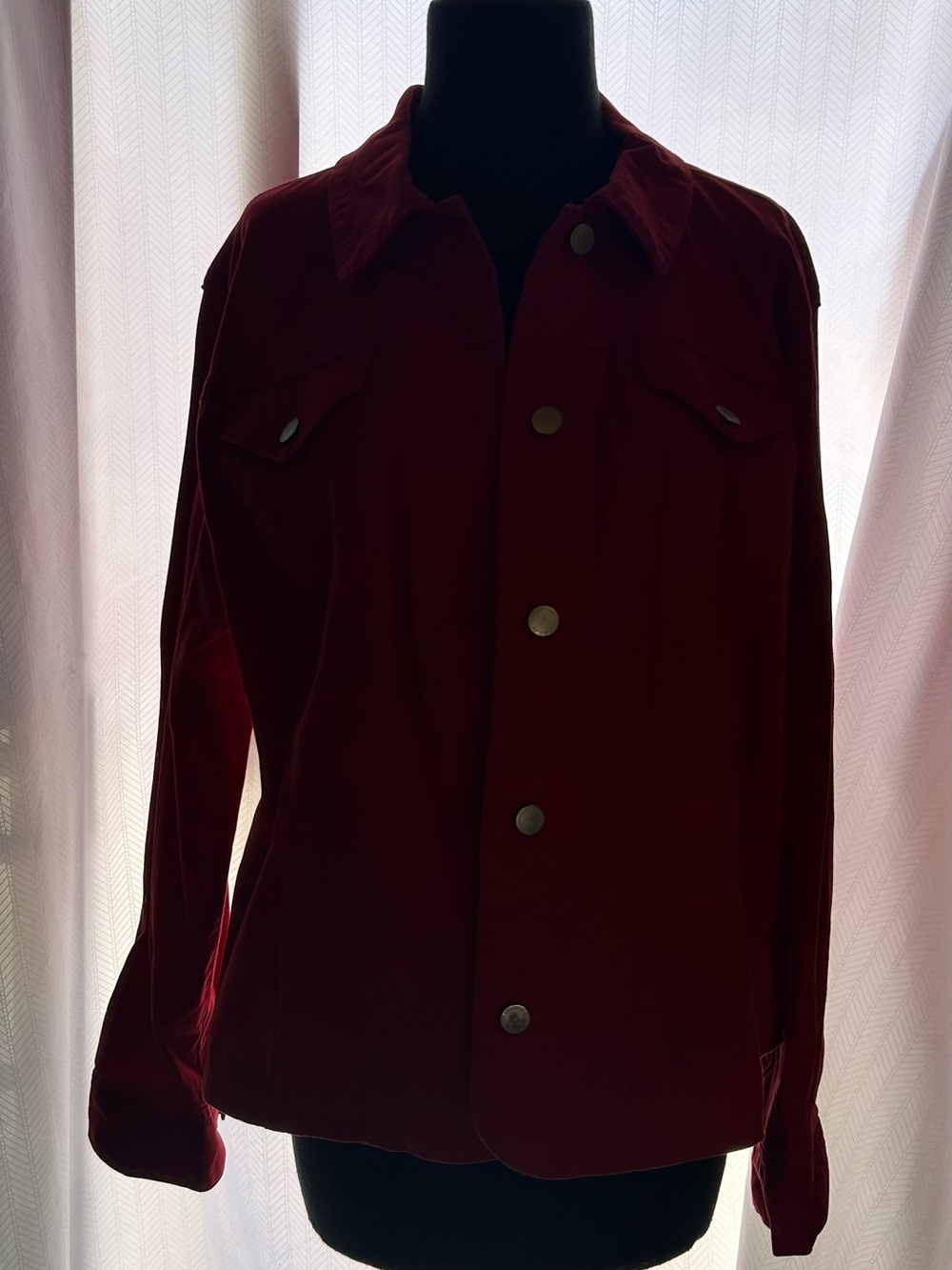 Charter Club Red Button-Front Jean Jacket - Picture 2 of 11